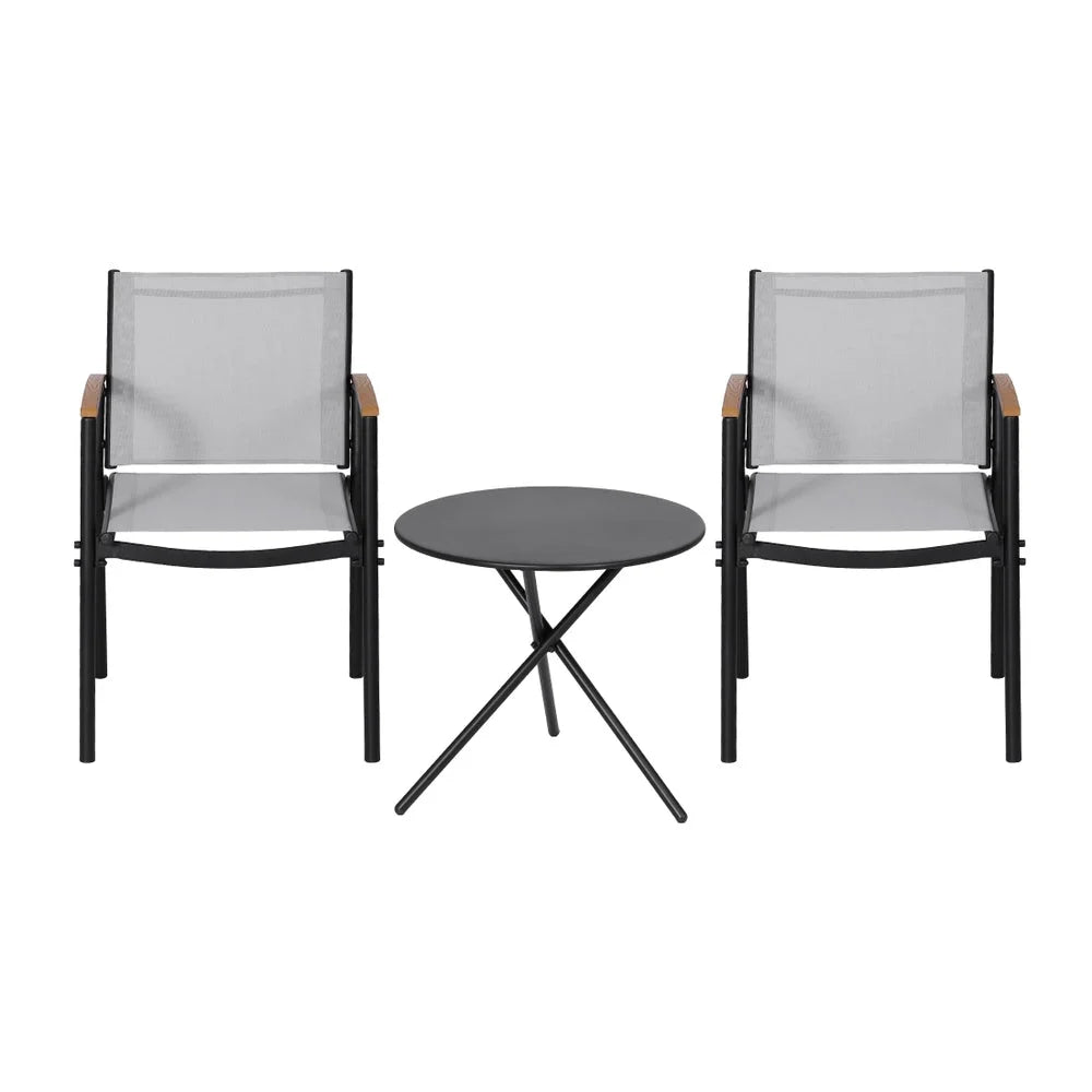 Gardeon 3PC Outdoor Bistro Set Table and Chairs Steel