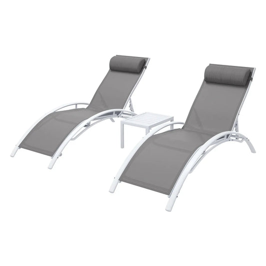 Steel outdoor sun lounge with folding lounger seat and slatted footrest