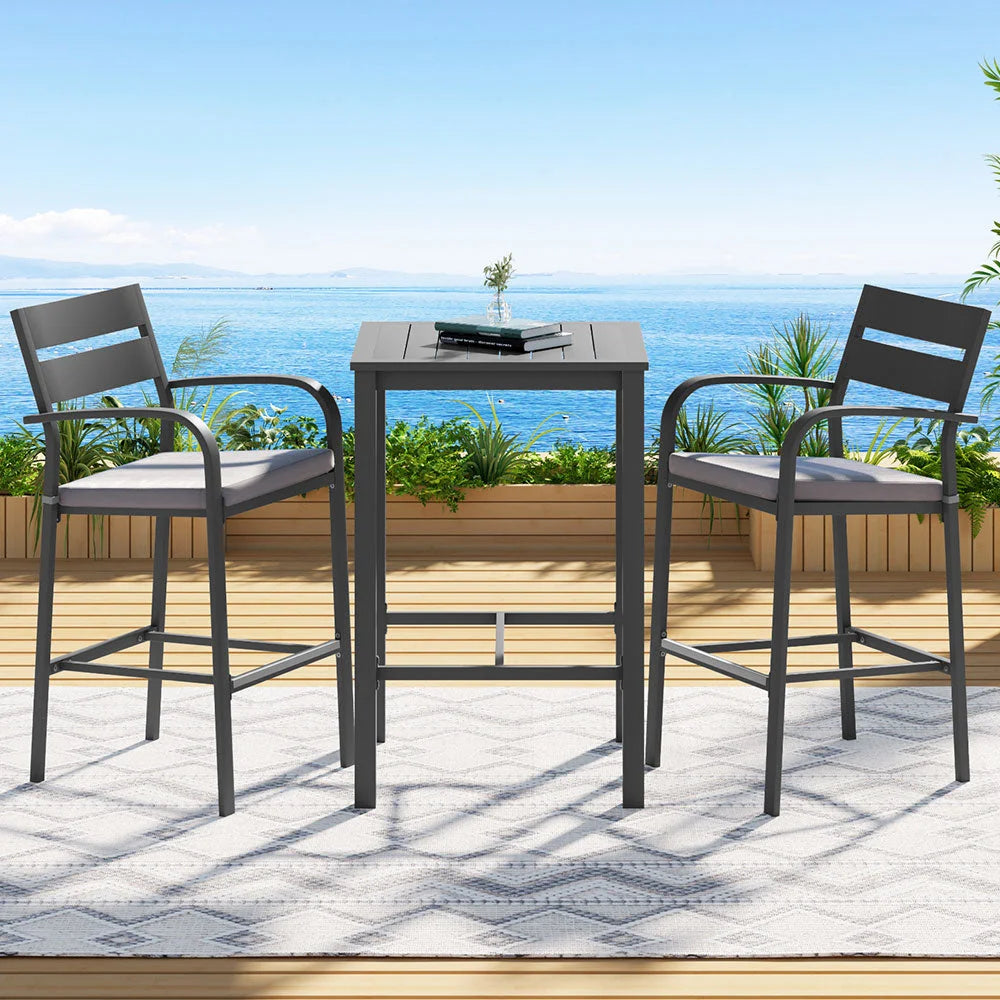 Gardeon 3Pcs Outdoor Bar Set Stools Dining Chairs Table