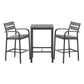 Black aluminium dining table with outdoor bar stools chairs