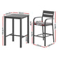 Black aluminium dining table shown in room setting