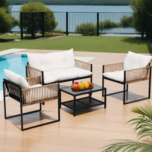 Gardeon 4 Seater Outdoor Sofa Set 4PCS Table Chair Set