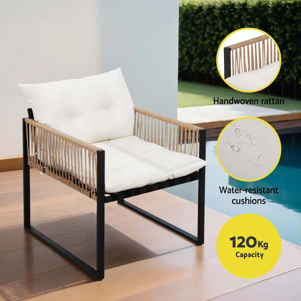 Gardeon 4 Seater Outdoor Sofa Set 4PCS Table Chair Set