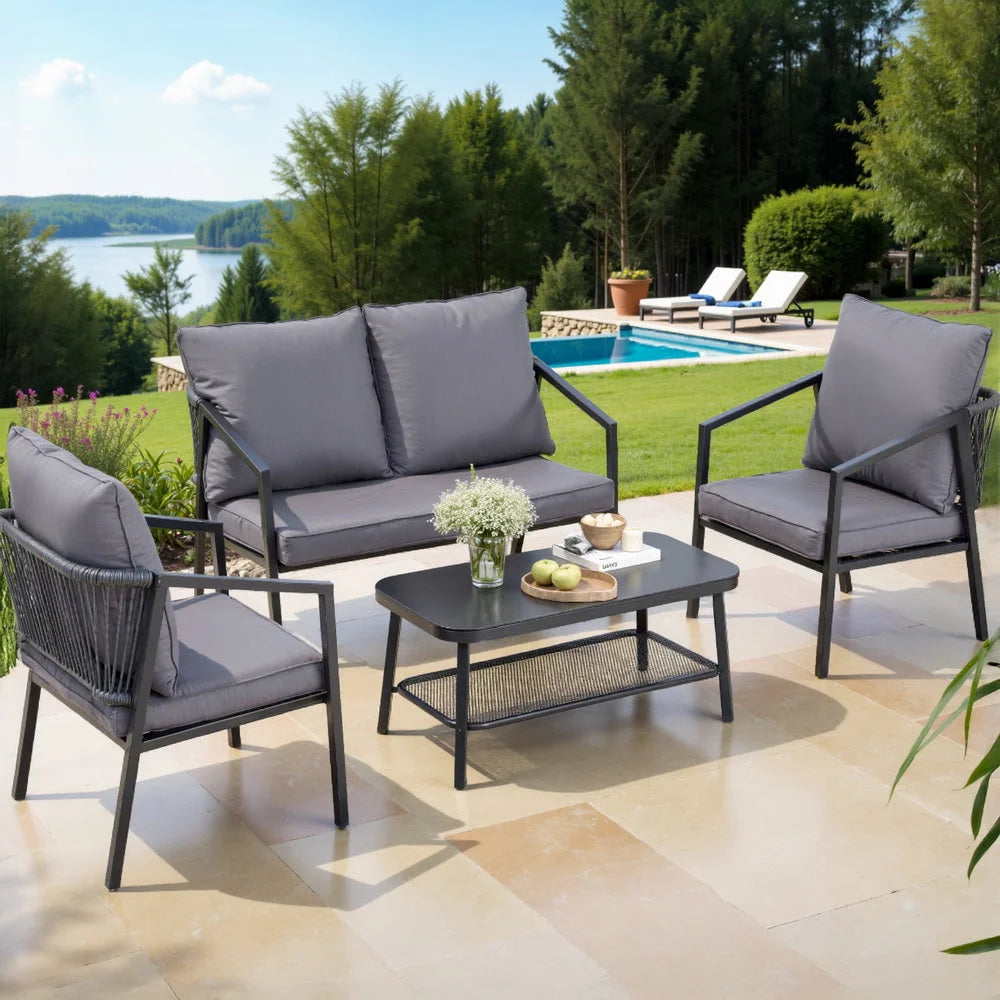 Gardeon 4 Seater Outdoor Sofa Set 4PCS Table Chair Setting