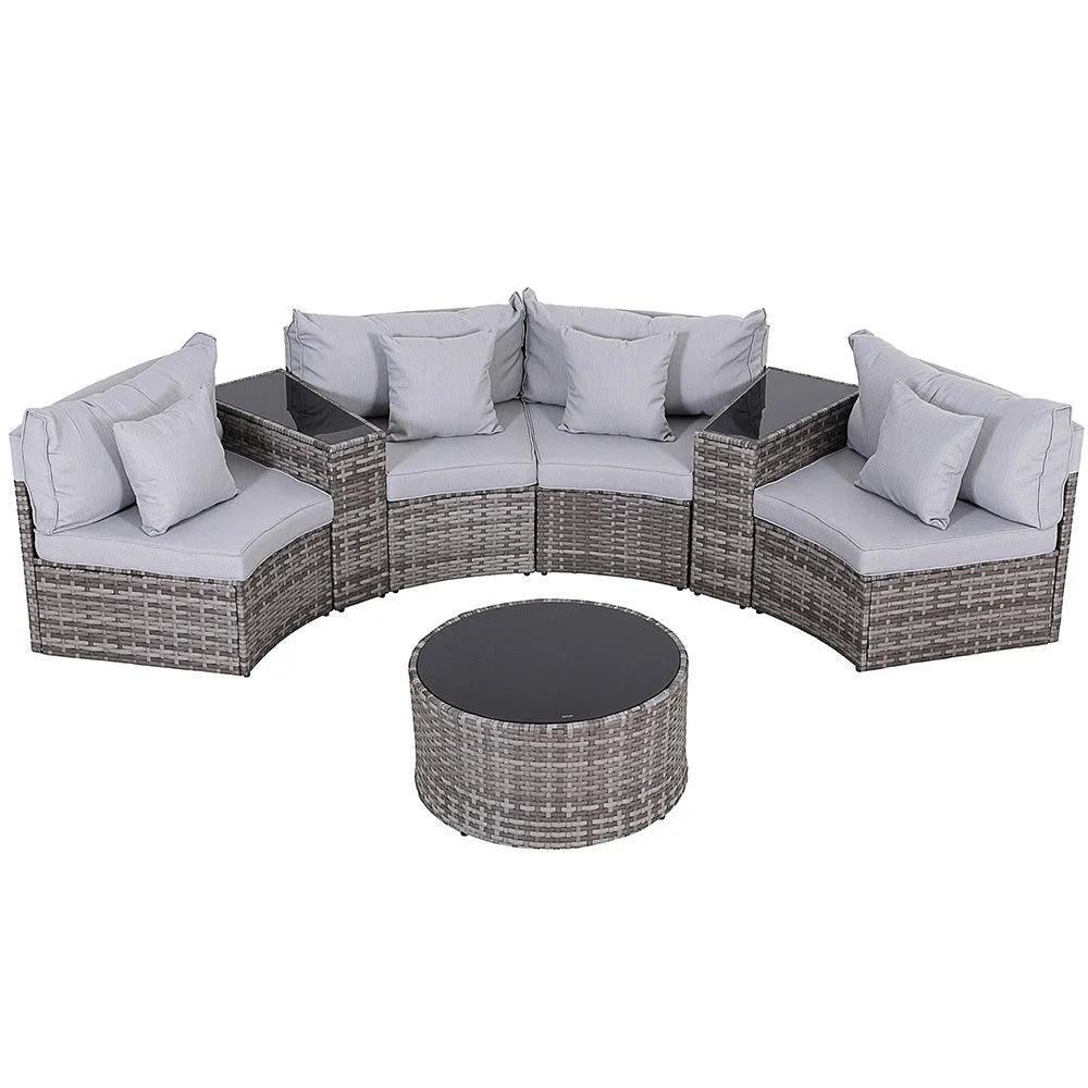 Rattan 4 7pcs outdoor sofa set with matching low table