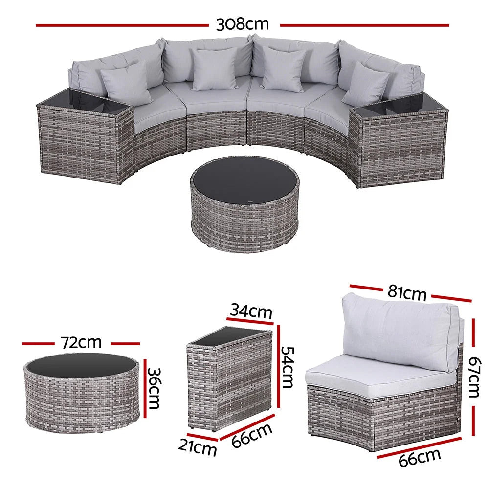 Rattan 4 7pcs outdoor sofa set for patios, decks and garden seating