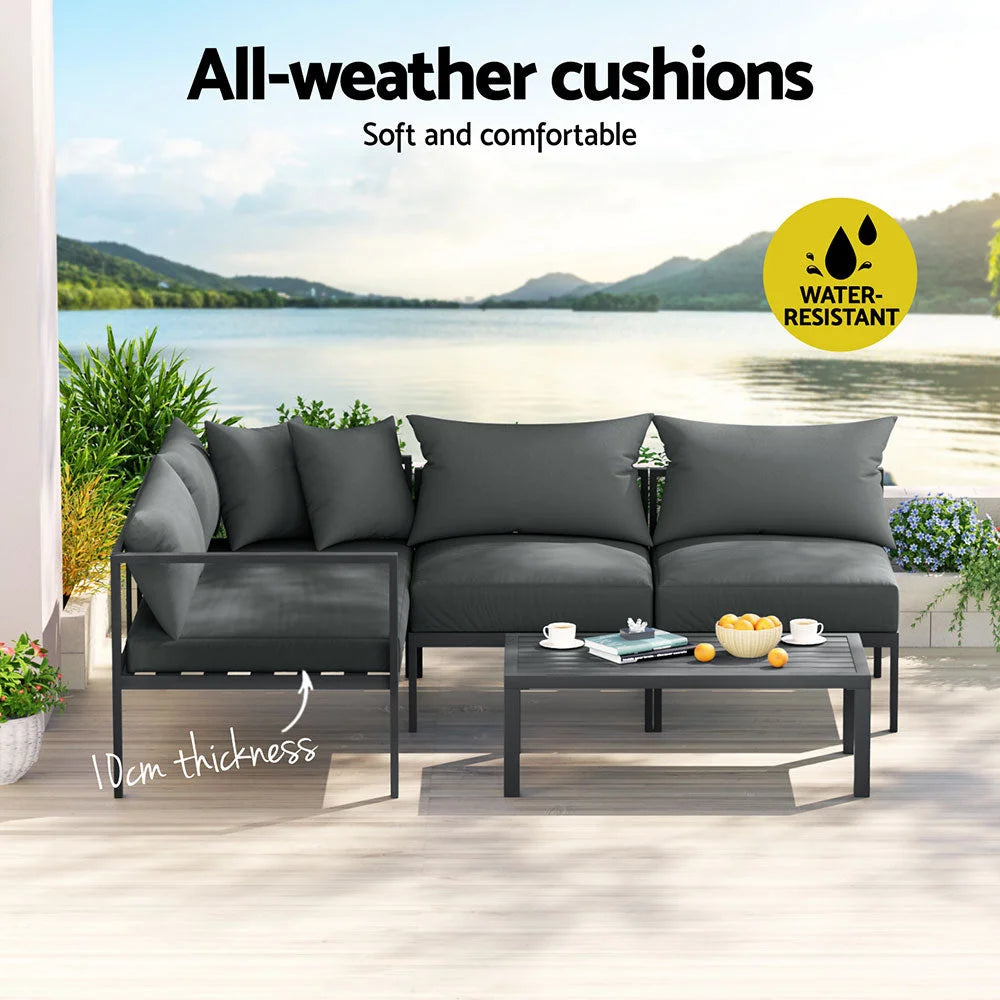 Gardeon 4 Seater Outdoor Sofa Set Aluminium Patio Furniture