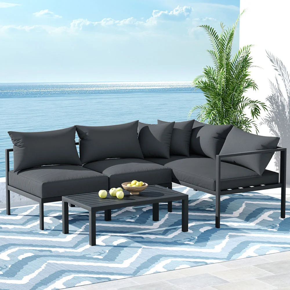 Gardeon 4 Seater Outdoor Sofa Set Aluminium Patio Furniture