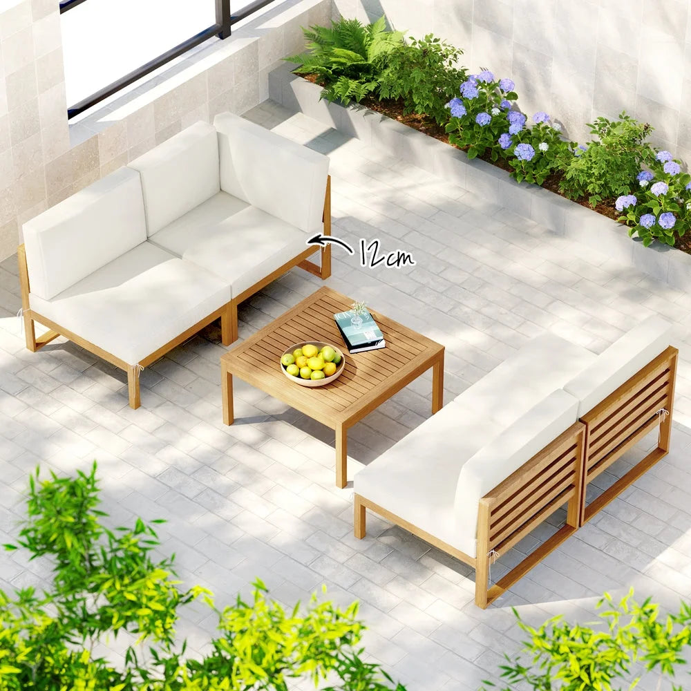 Gardeon 4-Seater Outdoor Sofa Set Wooden Lounge Setting