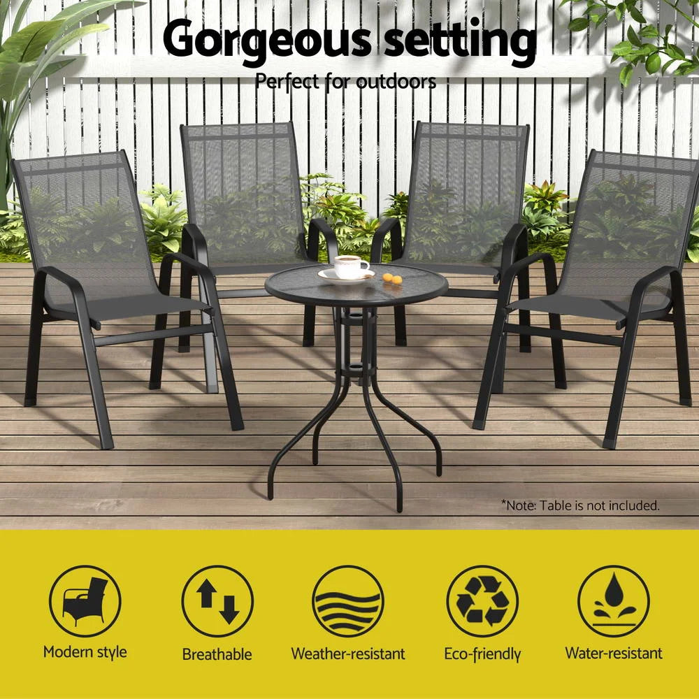 Gardeon 4PC Outdoor Dining Chairs Stackable Lounge Chair