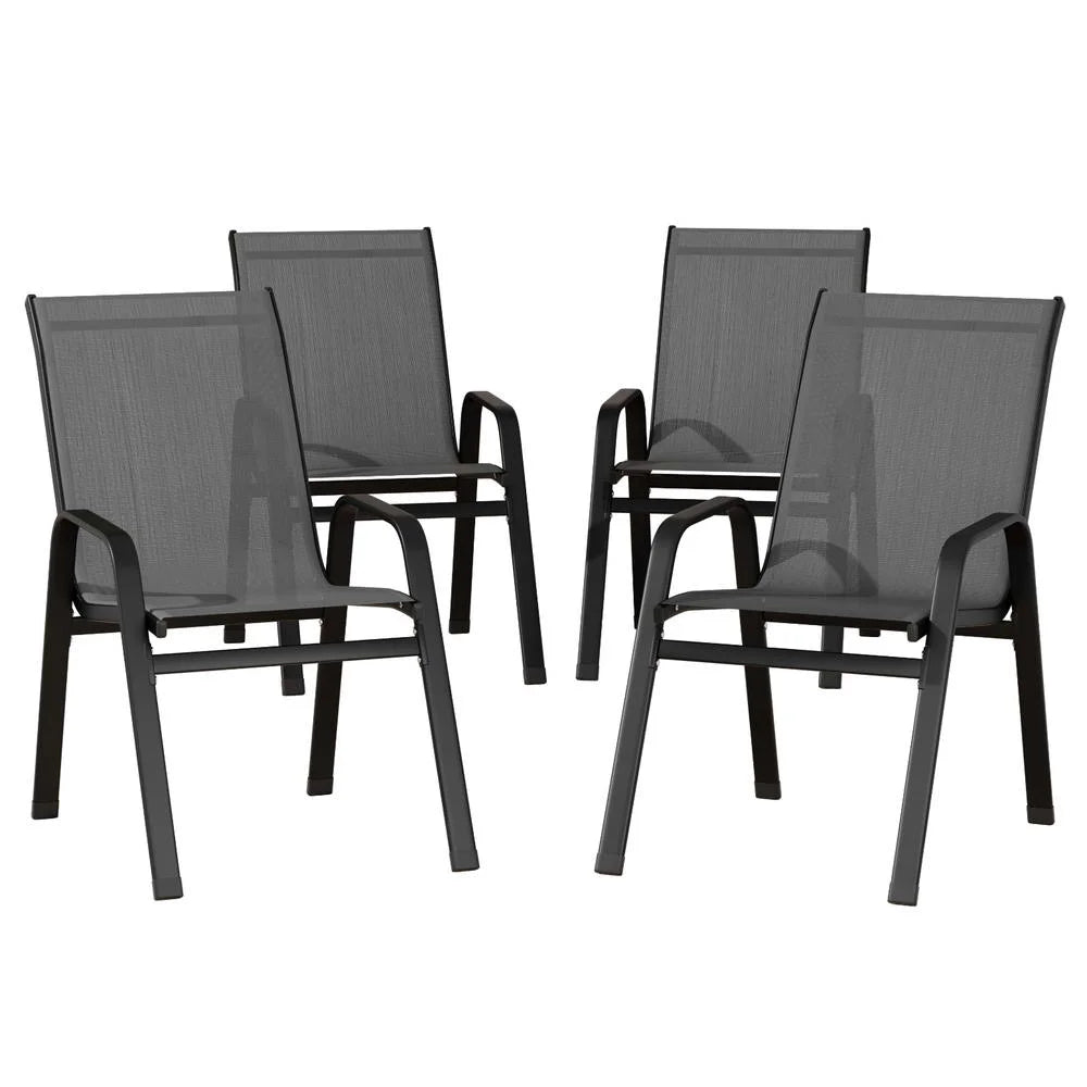 Gardeon 4PC Outdoor Dining Chairs Stackable Lounge Chair