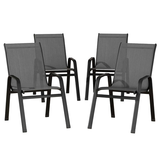 Gardeon 4PC Outdoor Dining Chairs Stackable Lounge Chair