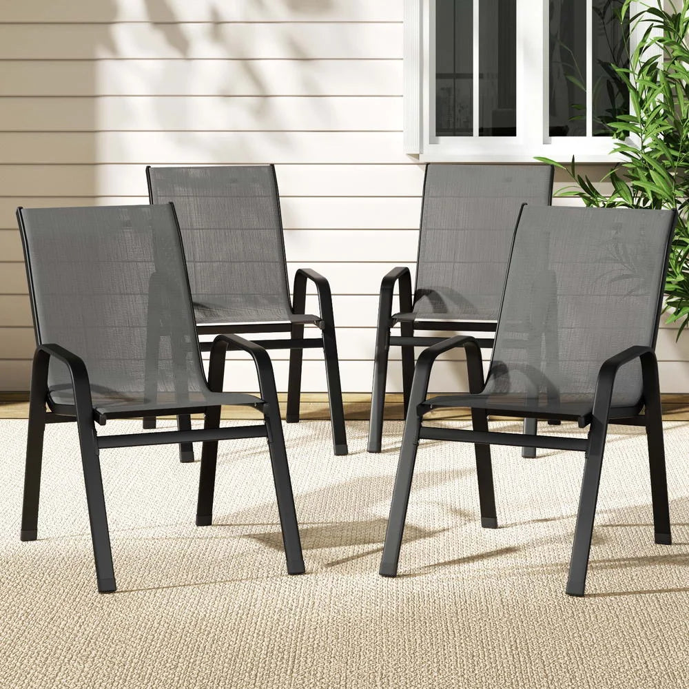 Gardeon 4PC Outdoor Dining Chairs Stackable Lounge Chair