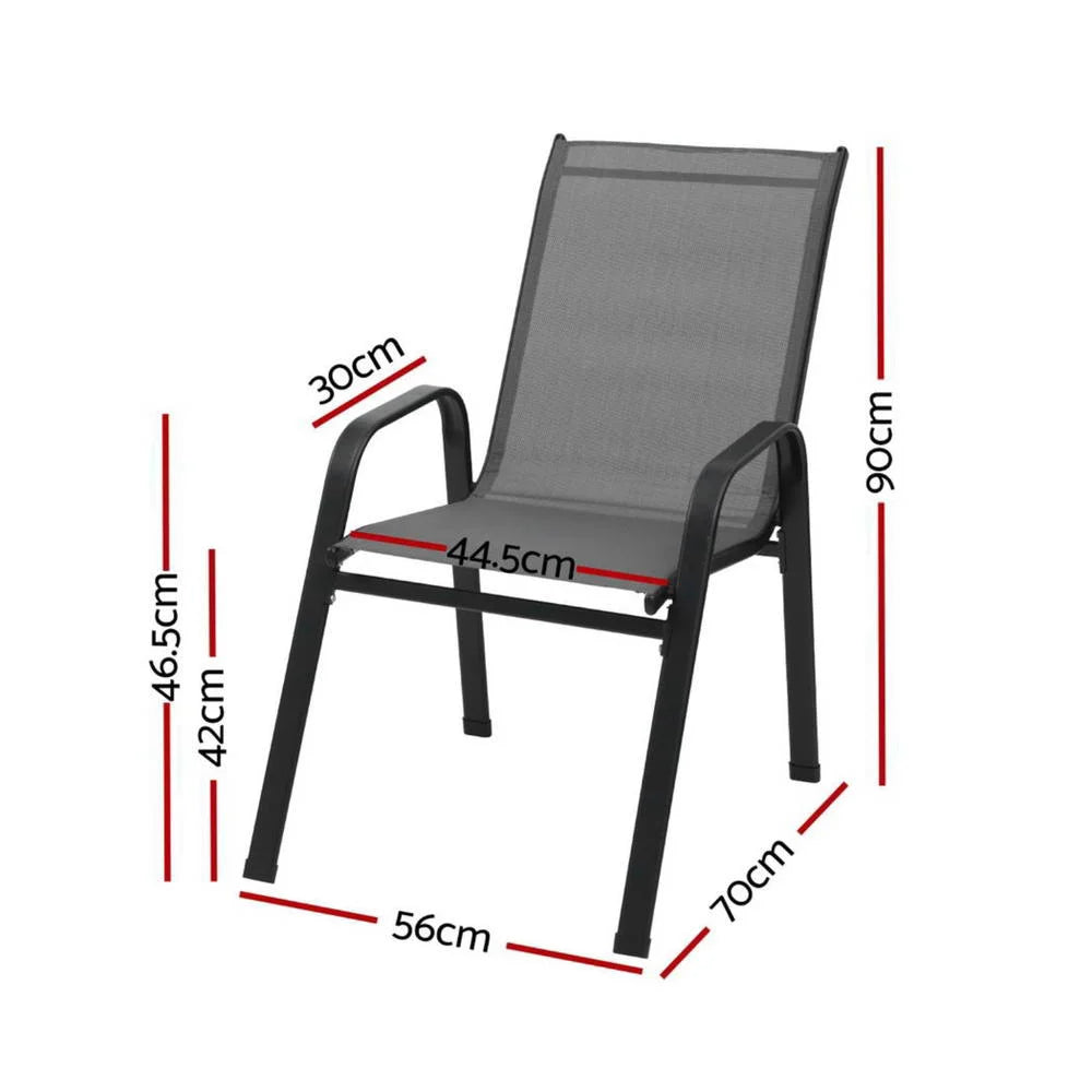 Gardeon 4PC Outdoor Dining Chairs Stackable Lounge Chair