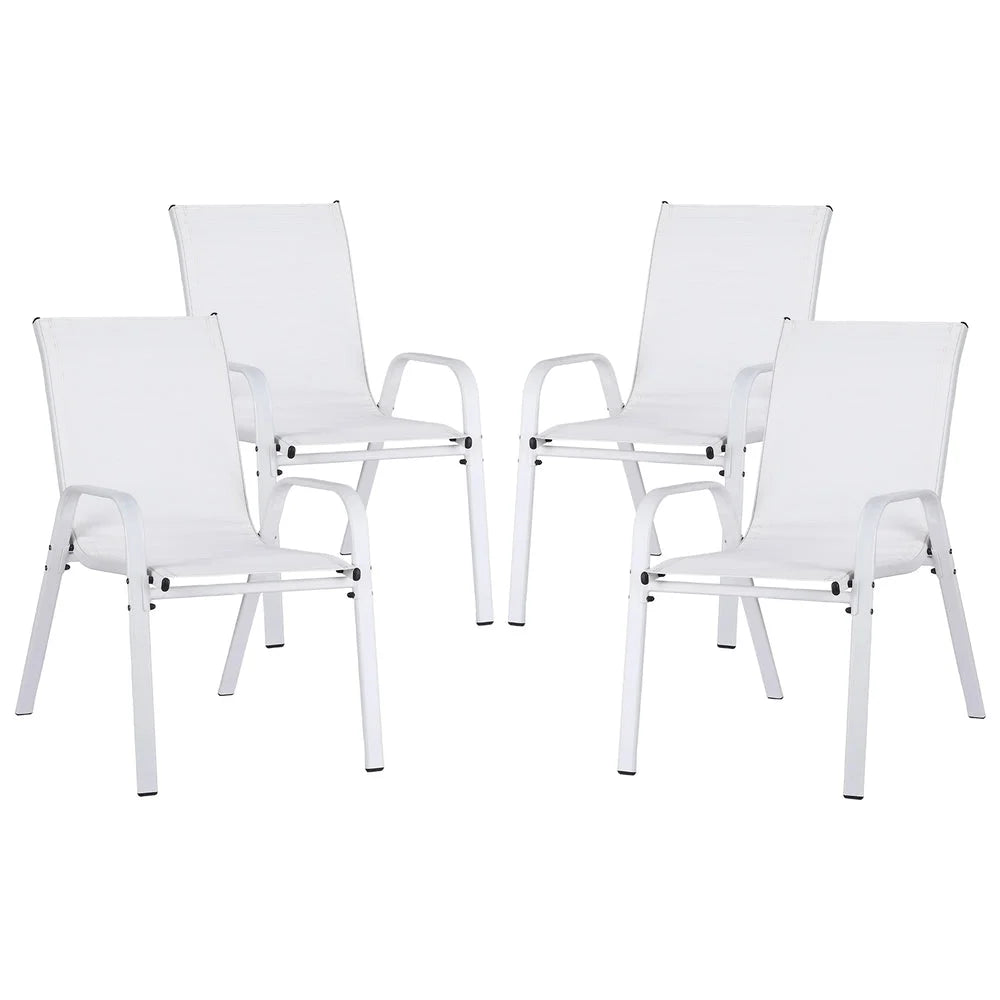 Gardeon 4PC Outdoor Dining Chairs Stackable Lounge Chair