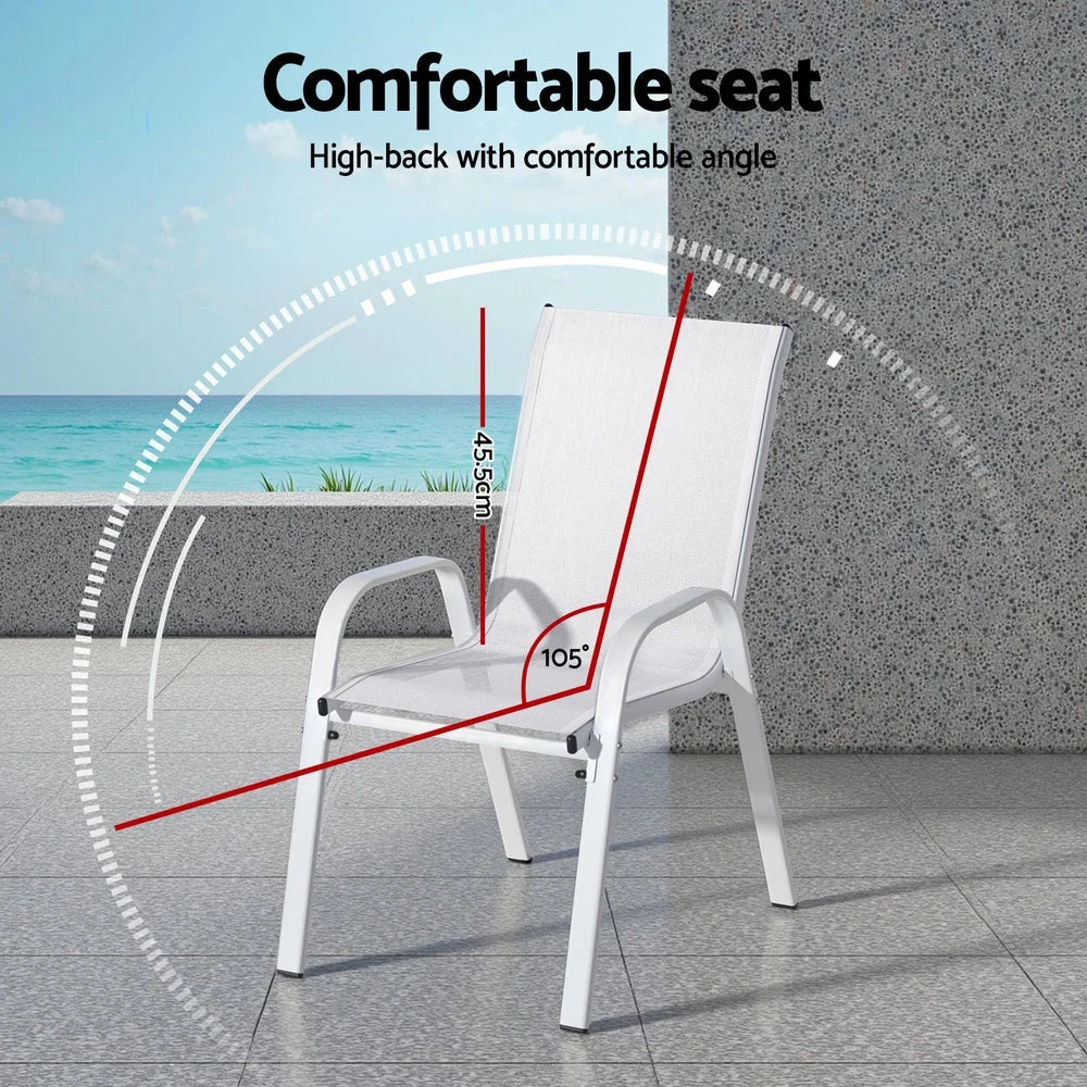 Gardeon 4PC Outdoor Dining Chairs Stackable Lounge Chair