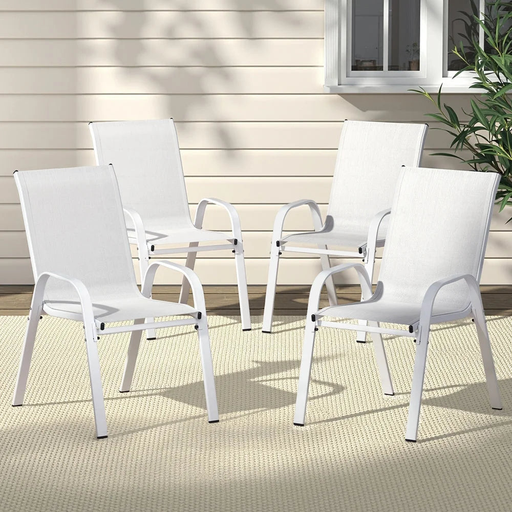 Gardeon 4PC Outdoor Dining Chairs Stackable Lounge Chair