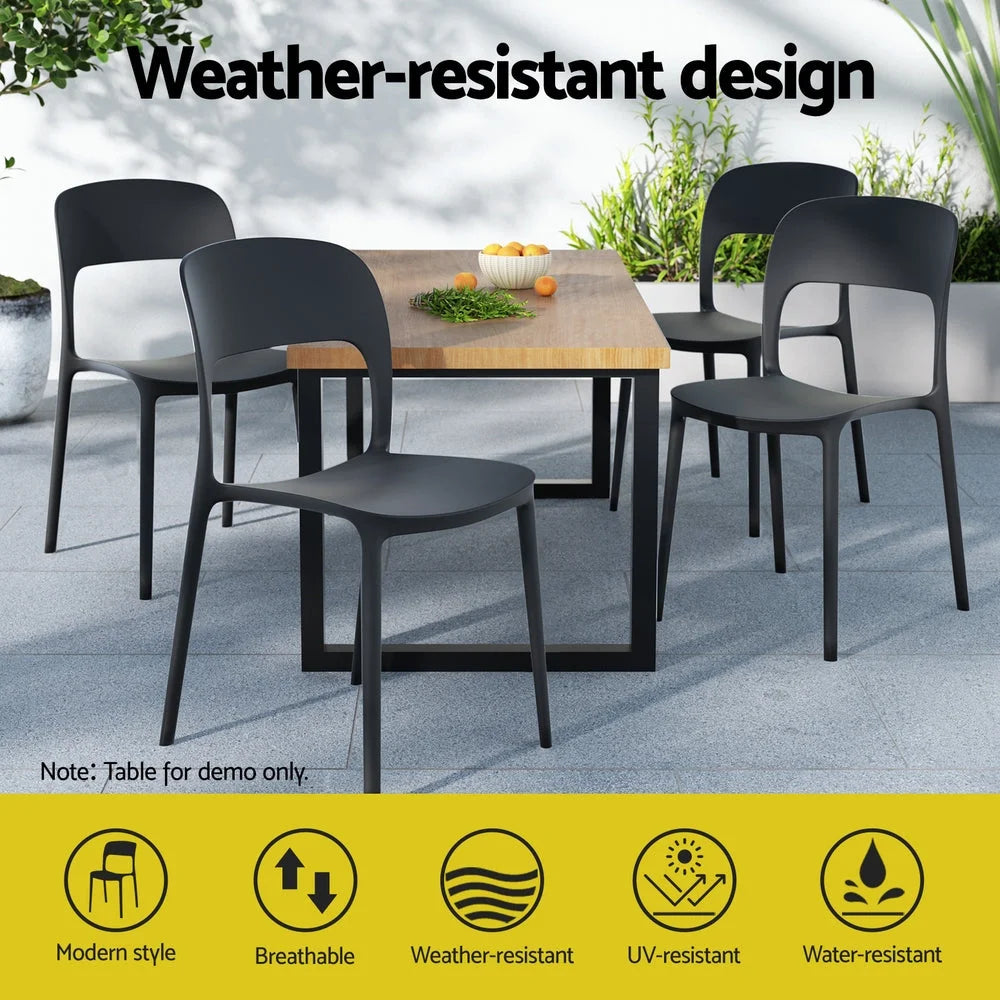 Gardeon 4PC Outdoor Dining Chairs Stackable PP Patio Chair