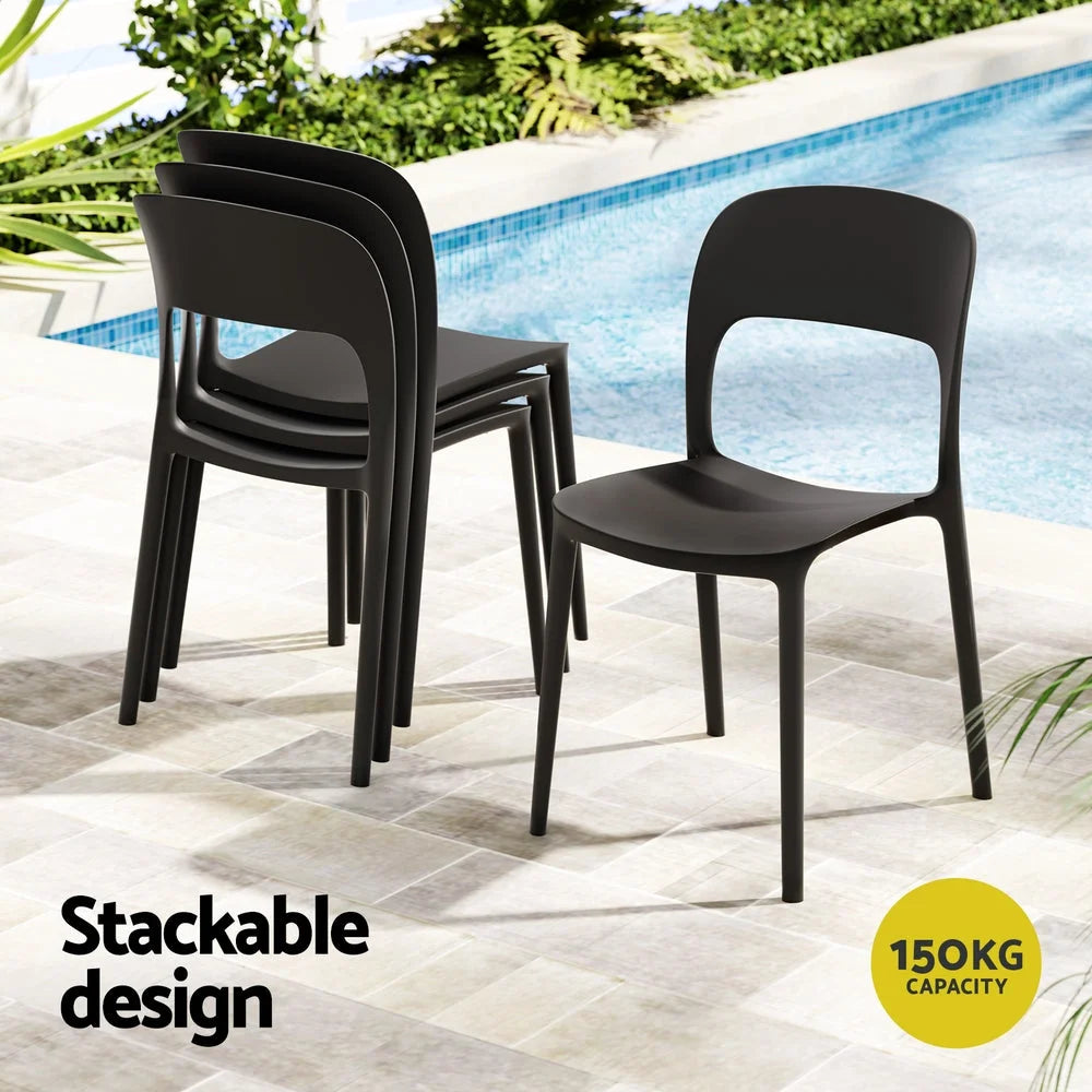 Gardeon 4PC Outdoor Dining Chairs Stackable PP Patio Chair