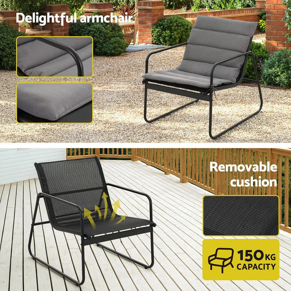 Gardeon 4PCS Outdoor Sofa Set Table and Chairs Cushion