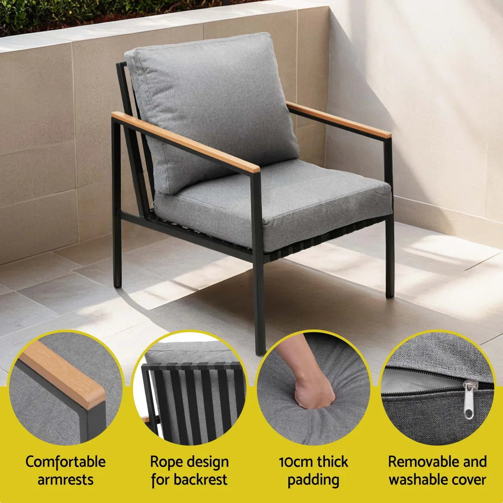 Gardeon 5 Seater Outdoor Sofa Set 4PCS Table Chair Garden