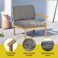 Wooden outdoor lounge set with modular seating for patio layout