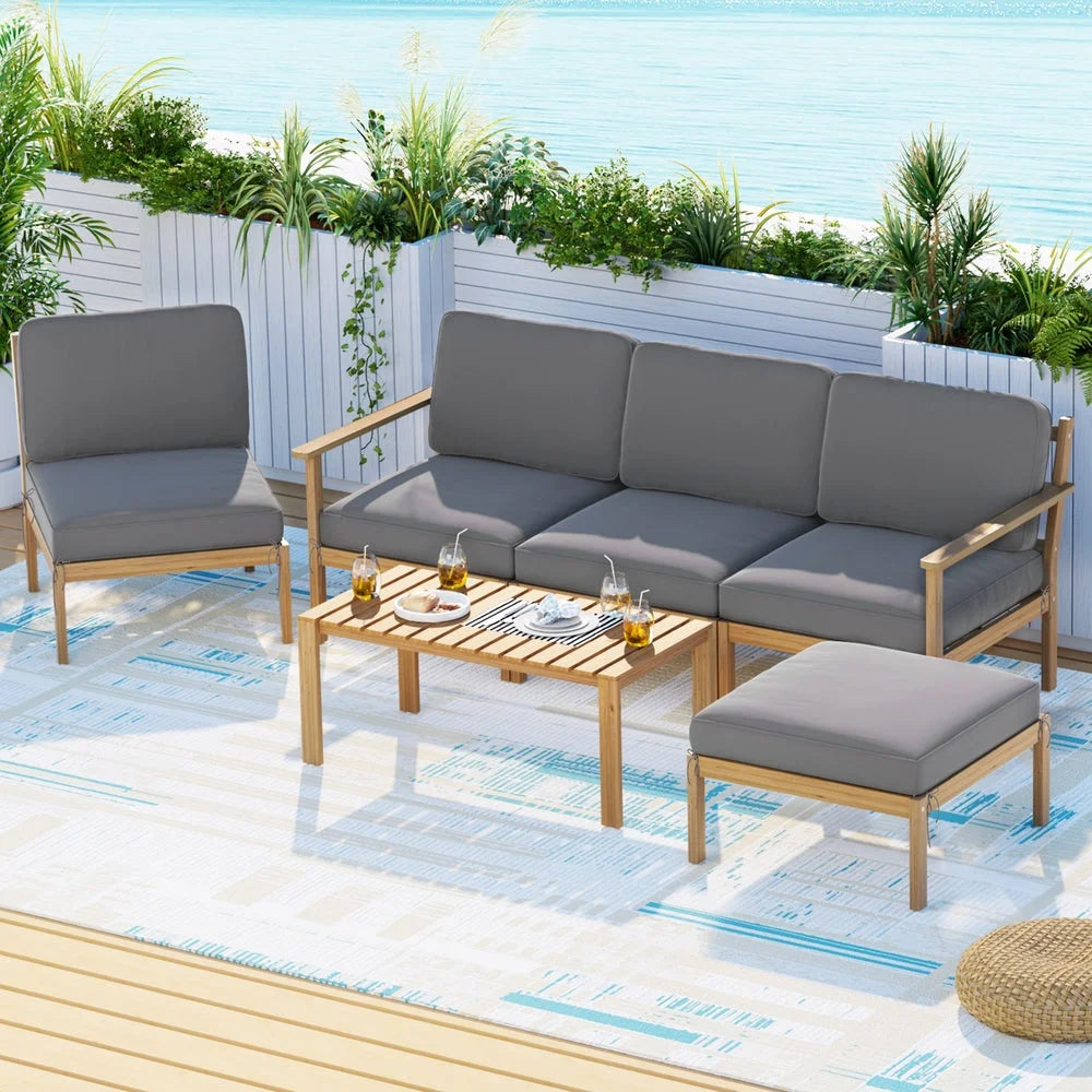 Gardeon 5-Seater Outdoor Sofa Set Wooden Lounge Setting