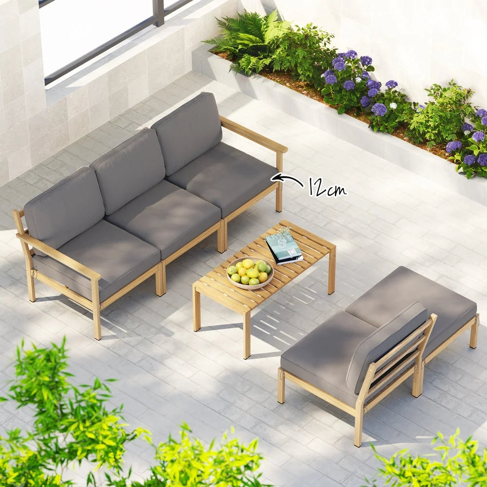 Gardeon 5-Seater Outdoor Sofa Set Wooden Lounge Setting