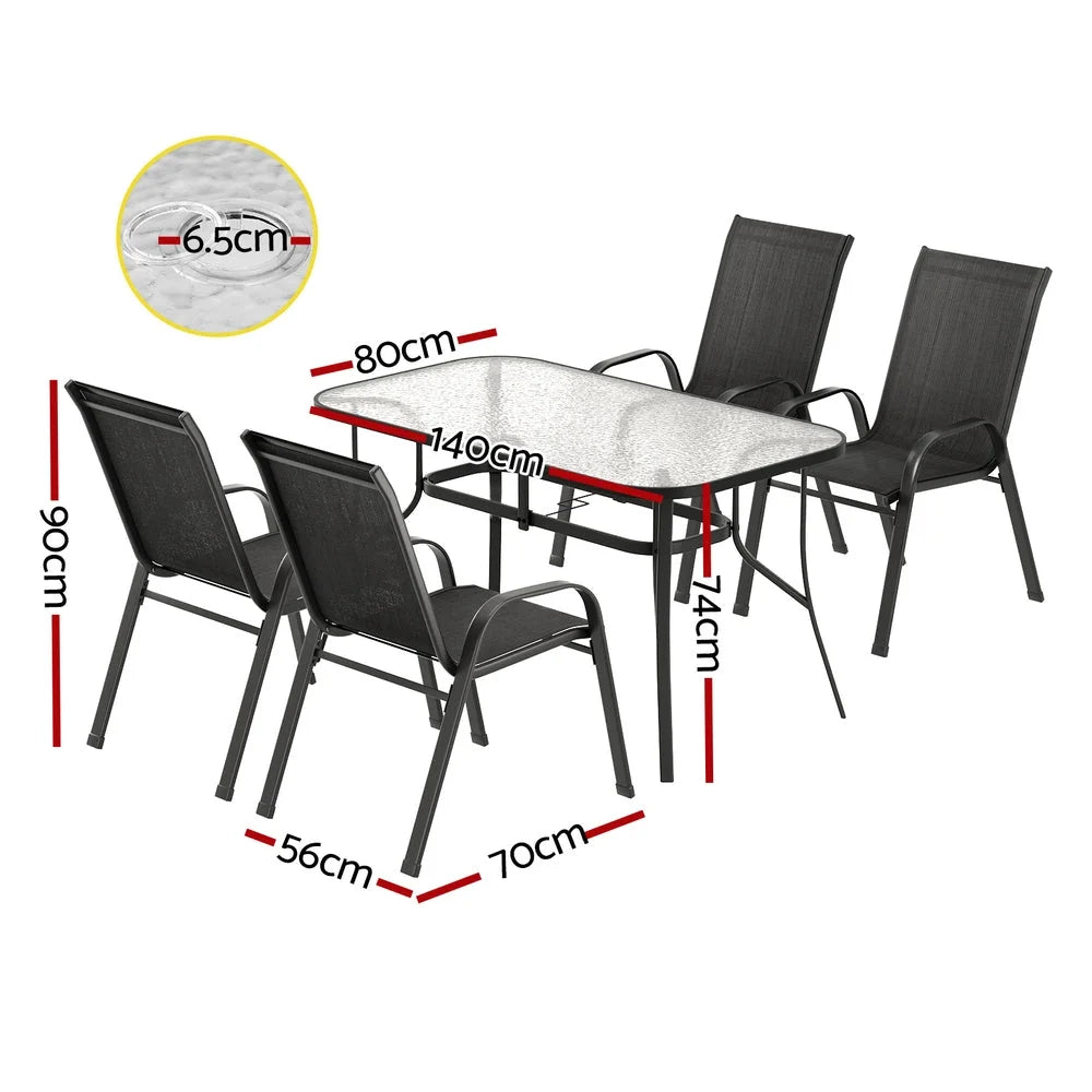 Gardeon 5PC Outdoor Dining Set Table and Chairs Patio