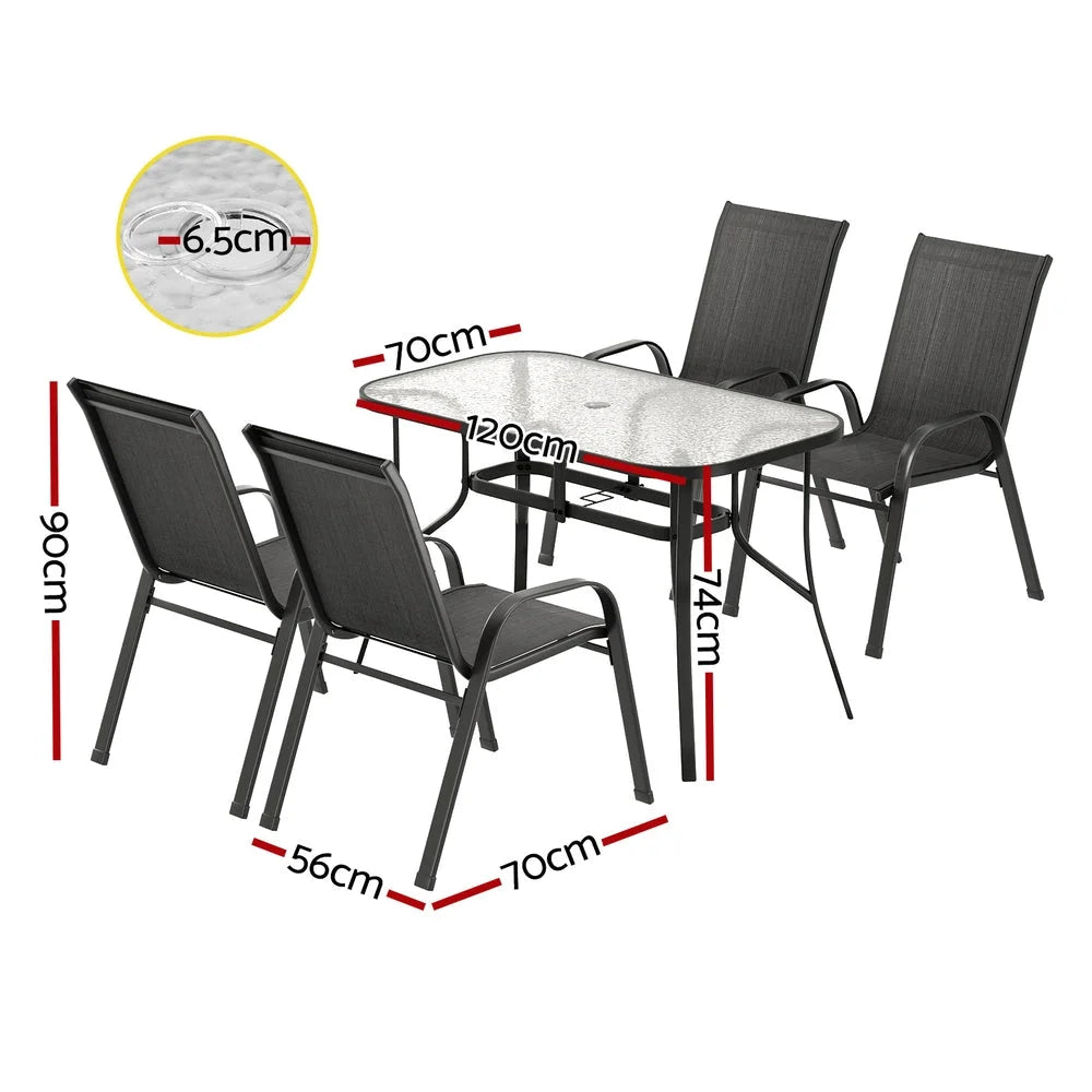 Gardeon 5PC Outdoor Dining Set Table and Chairs Patio