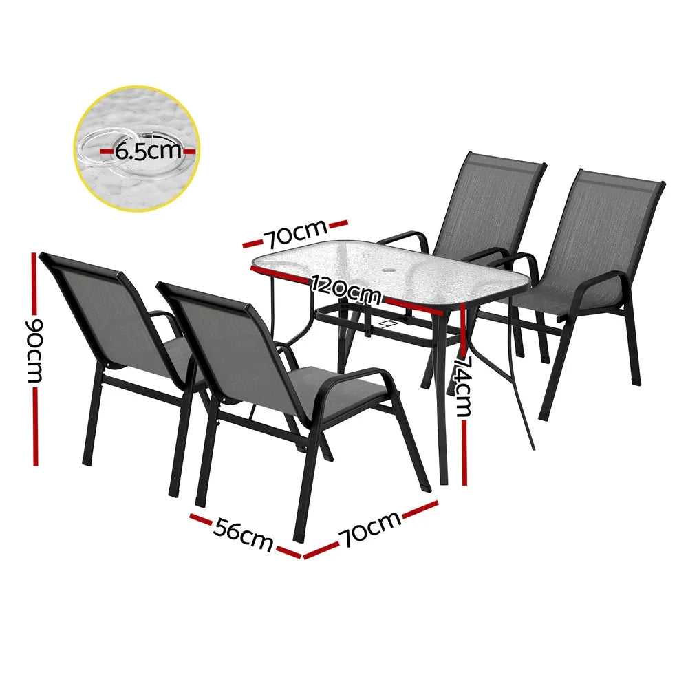 Gardeon 5PC Outdoor Dining Set Table and Chairs Patio