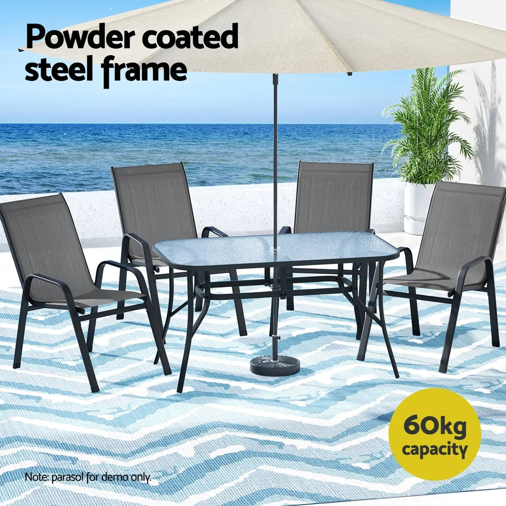 Gardeon 5PC Outdoor Dining Set Table and Chairs Patio
