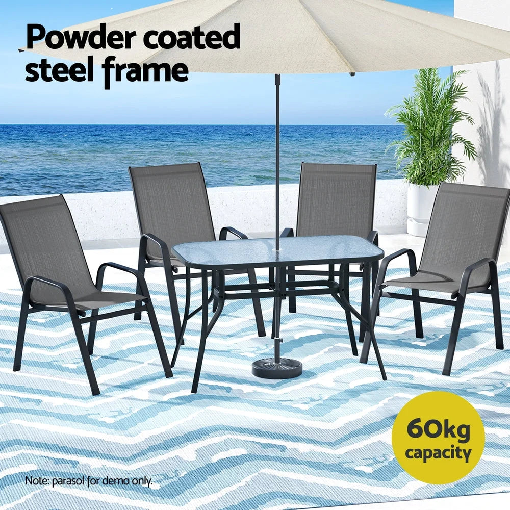 Gardeon 5PC Outdoor Dining Set Table and Chairs Patio
