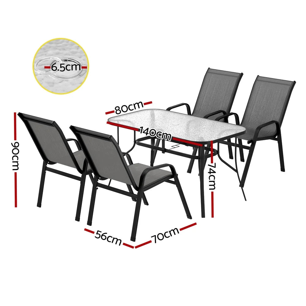 Gardeon 5PC Outdoor Dining Set Table and Chairs Patio