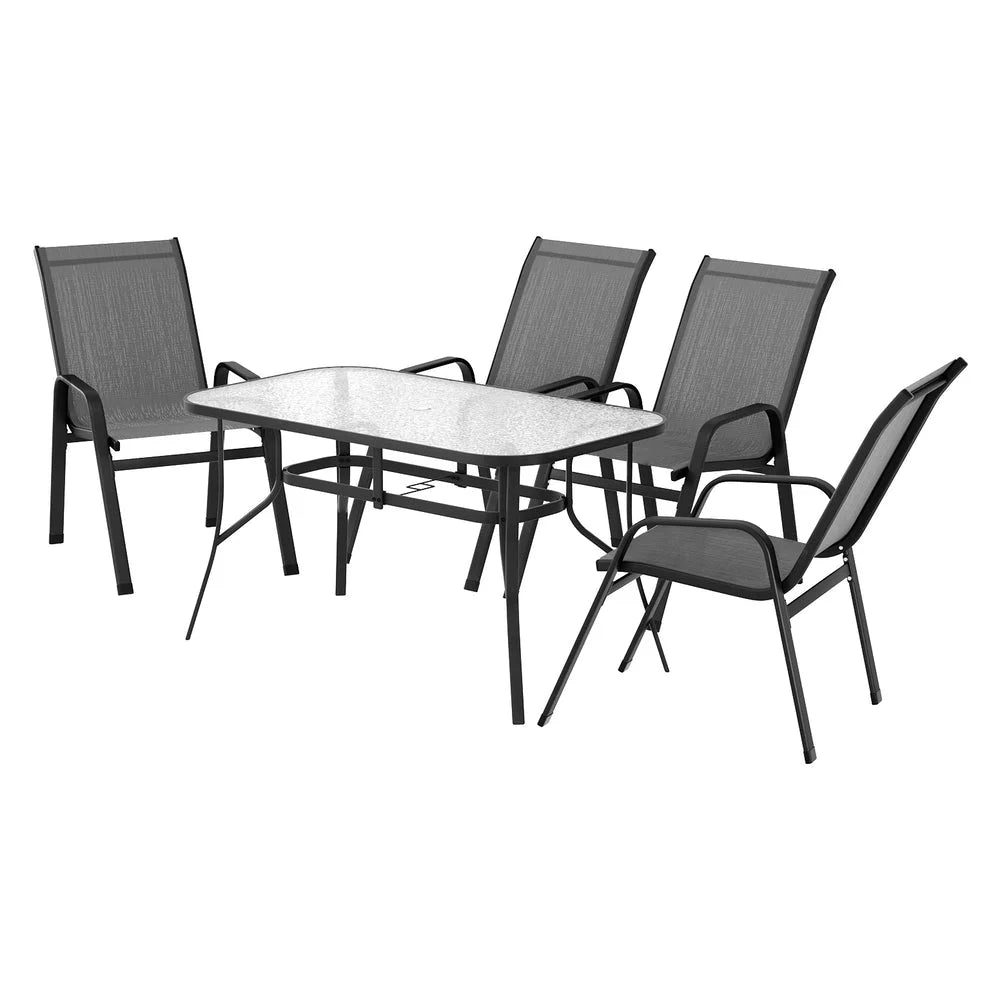 Gardeon 5PC Outdoor Dining Set Table and Chairs Patio