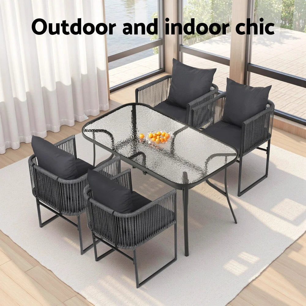 Gardeon 5PC Outdoor Dining Set Table and Chairs Patio