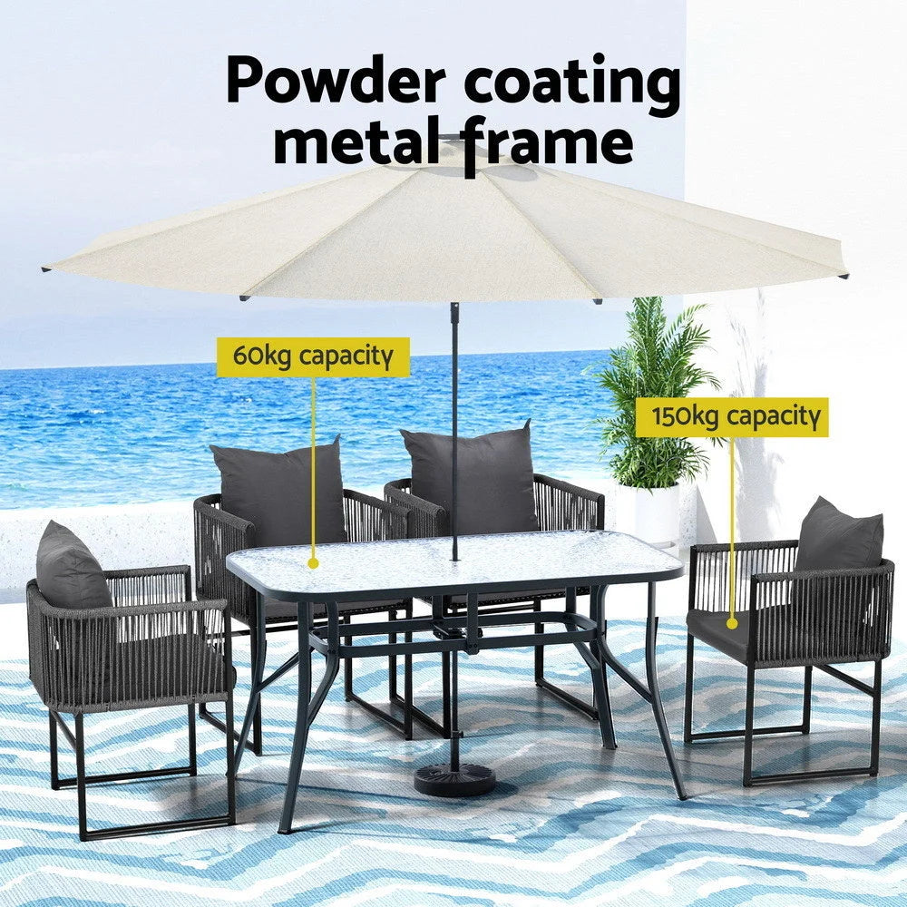 Gardeon 5PC Outdoor Dining Set Table and Chairs Patio
