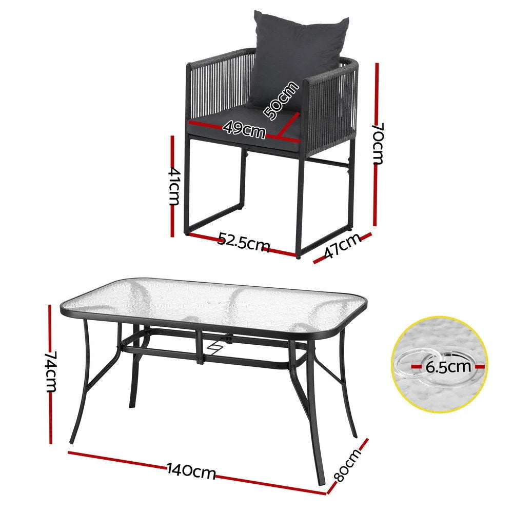 Gardeon 5PC Outdoor Dining Set Table and Chairs Patio