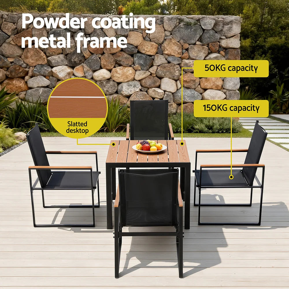 Gardeon 5PCS Outdoor Dining Set Table and Chairs Patio
