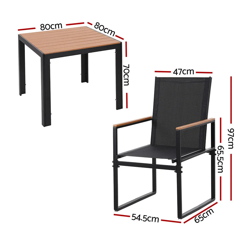 Gardeon 5PCS Outdoor Dining Set Table and Chairs Patio