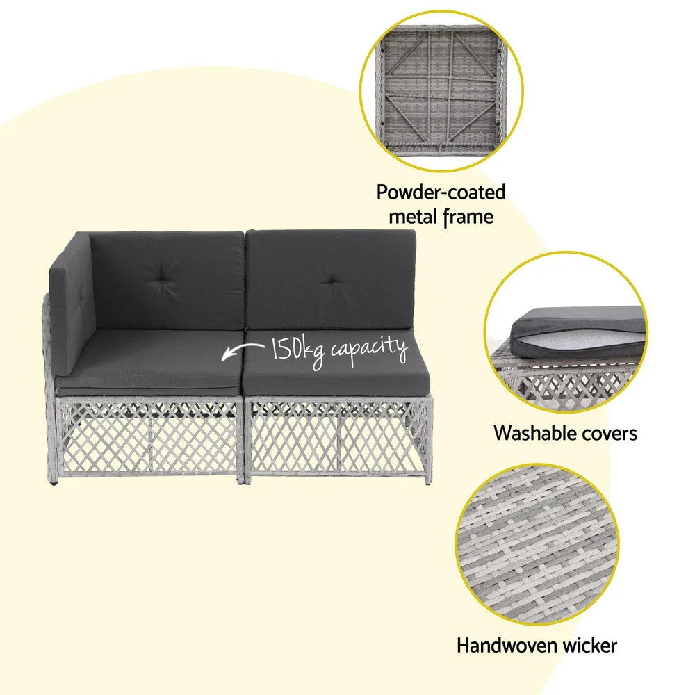 Gardeon 6 Seater Outdoor Sofa Set 7PCS Table Chair Set