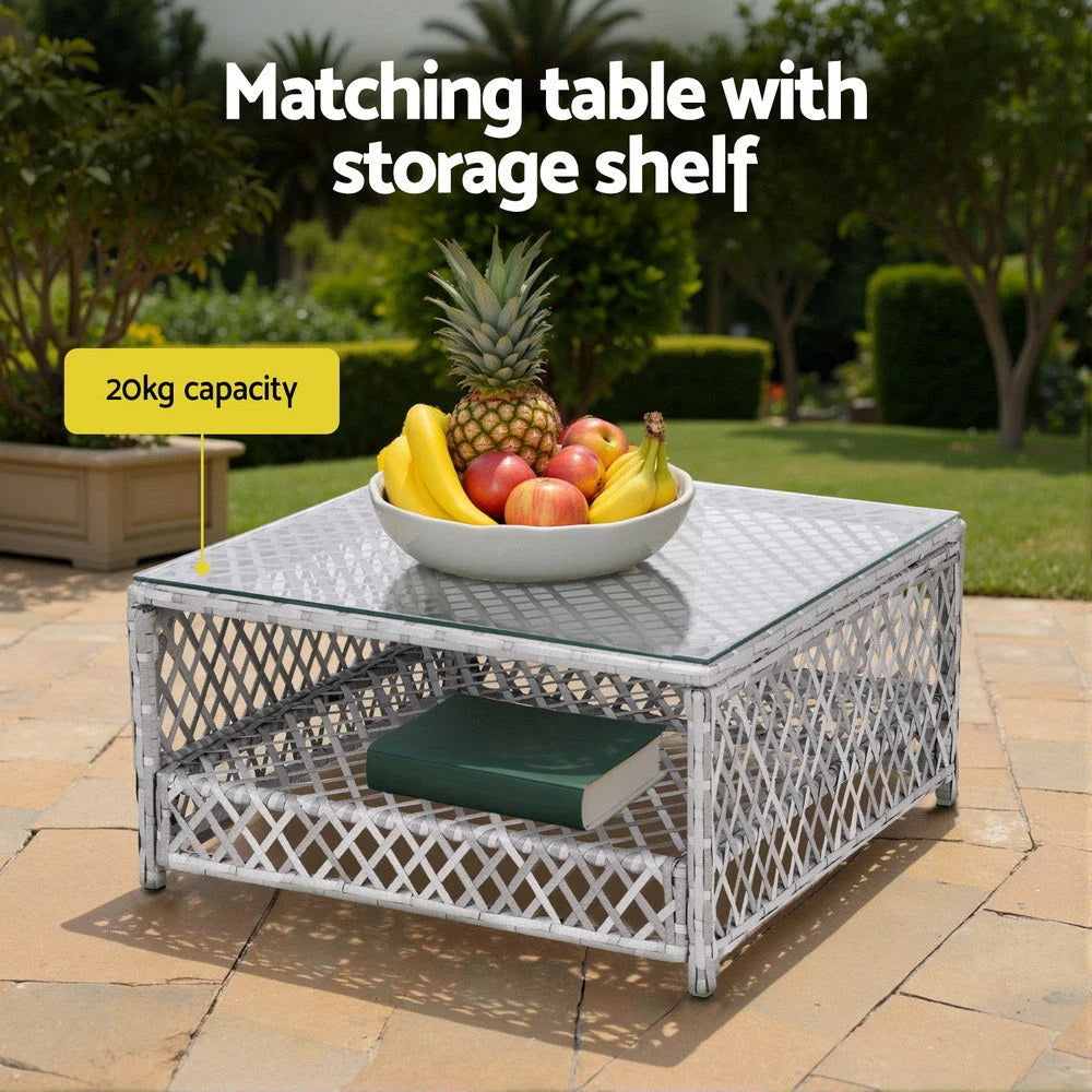 Gardeon 6 Seater Outdoor Sofa Set 7PCS Table Chair Set