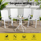 White dining chair set with woven seat and timber frame