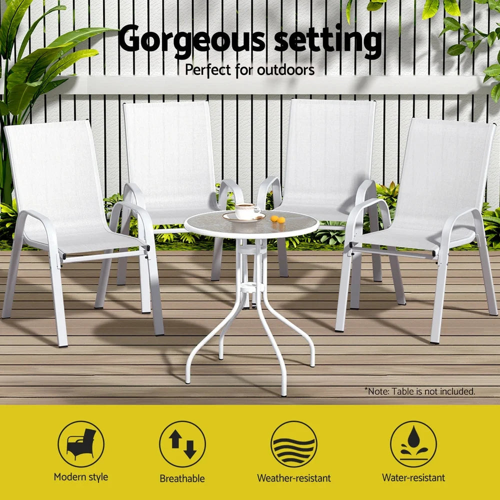 Gardeon 6PC Outdoor Dining Chairs Stackable Lounge Chair