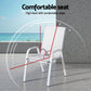 White dining chair set with cushioned seat and curved backrest