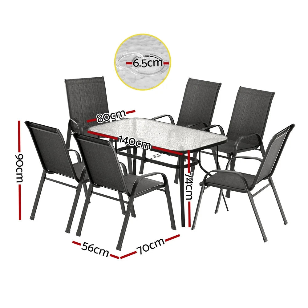 Gardeon 7PC Outdoor Dining Set Table and Chairs Patio
