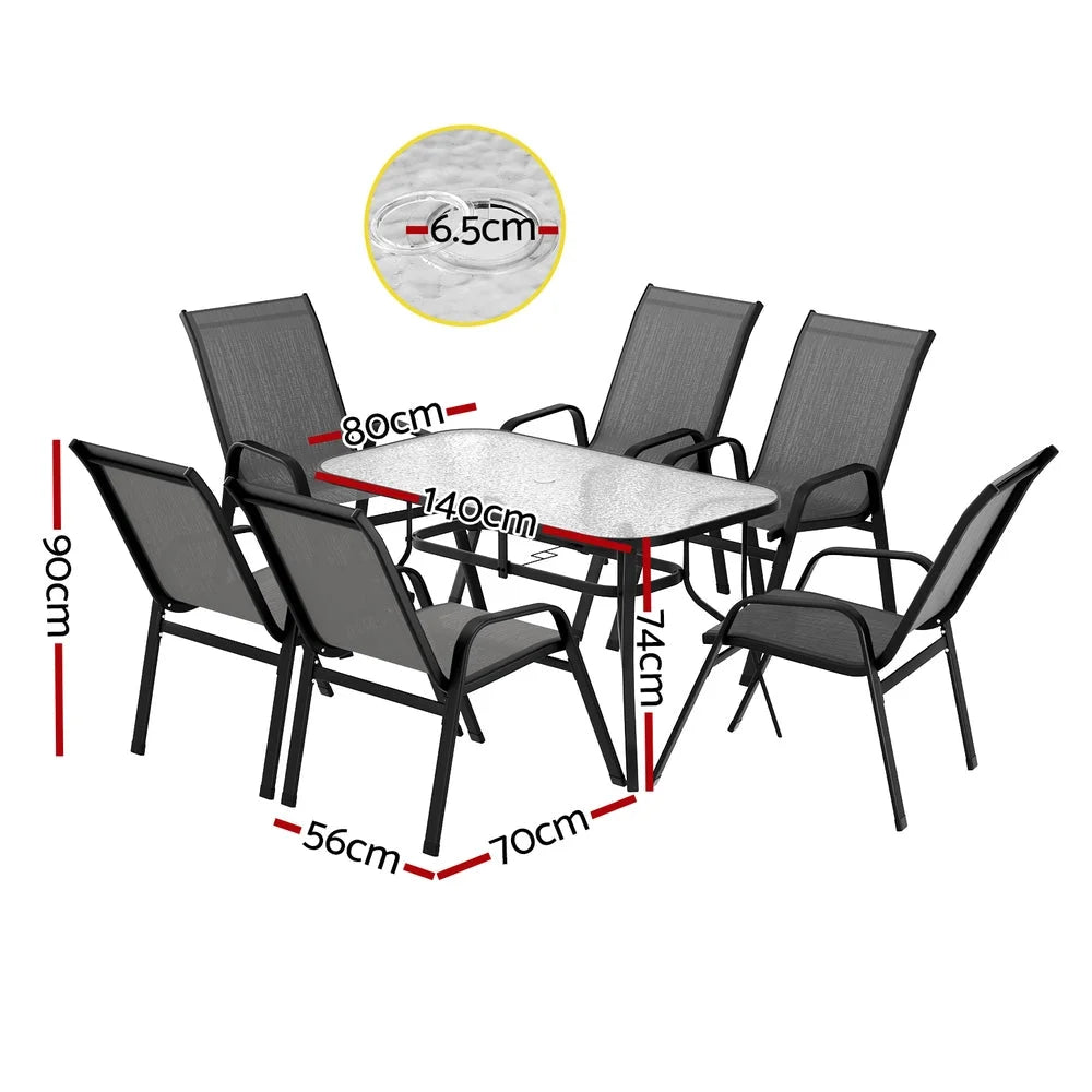 Gardeon 7PC Outdoor Dining Set Table and Chairs Patio