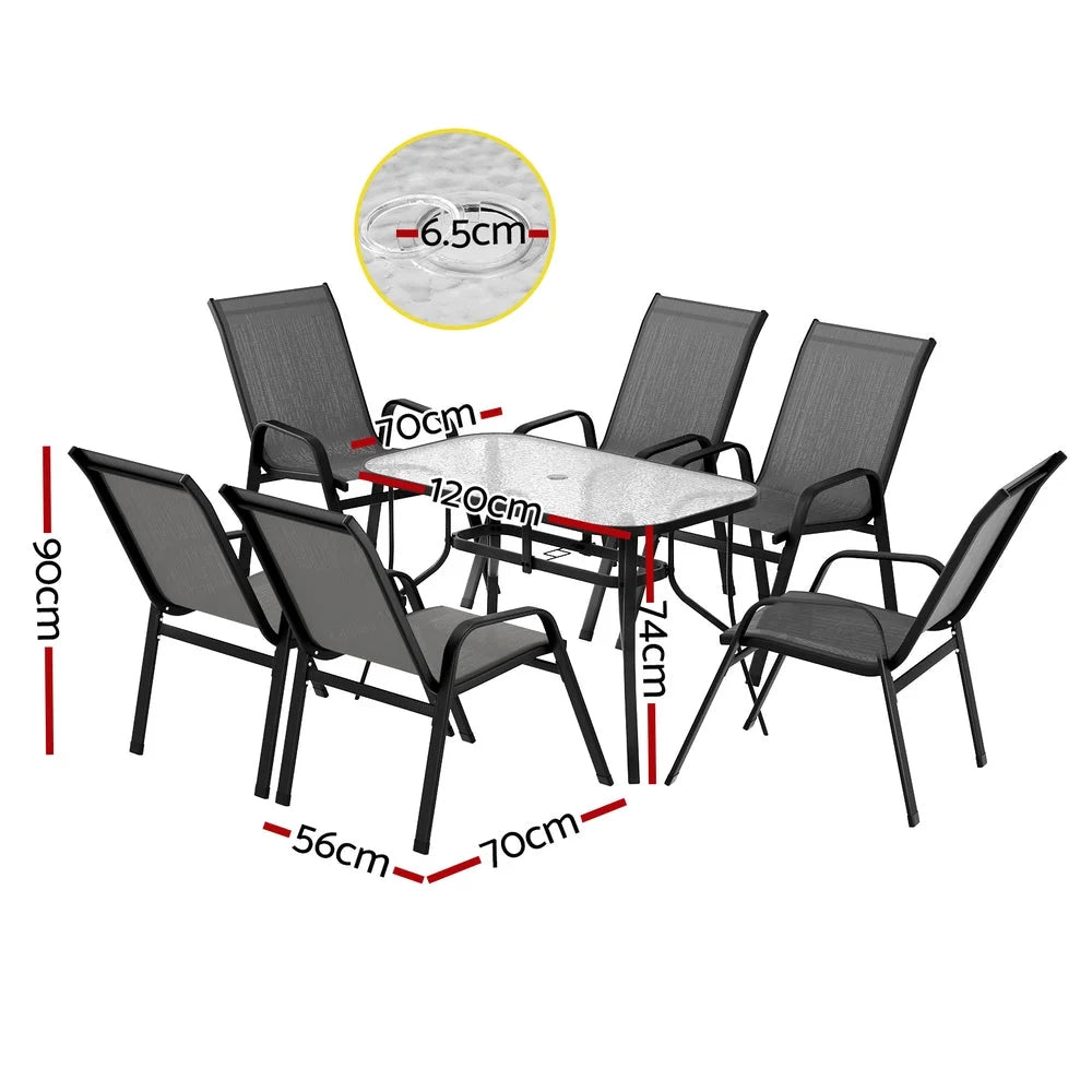 Gardeon 7PC Outdoor Dining Set Table and Chairs Patio