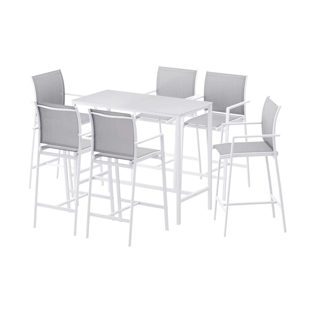 Gardeon 7PCS Outdoor Bar Set Stools Dining Chairs Table