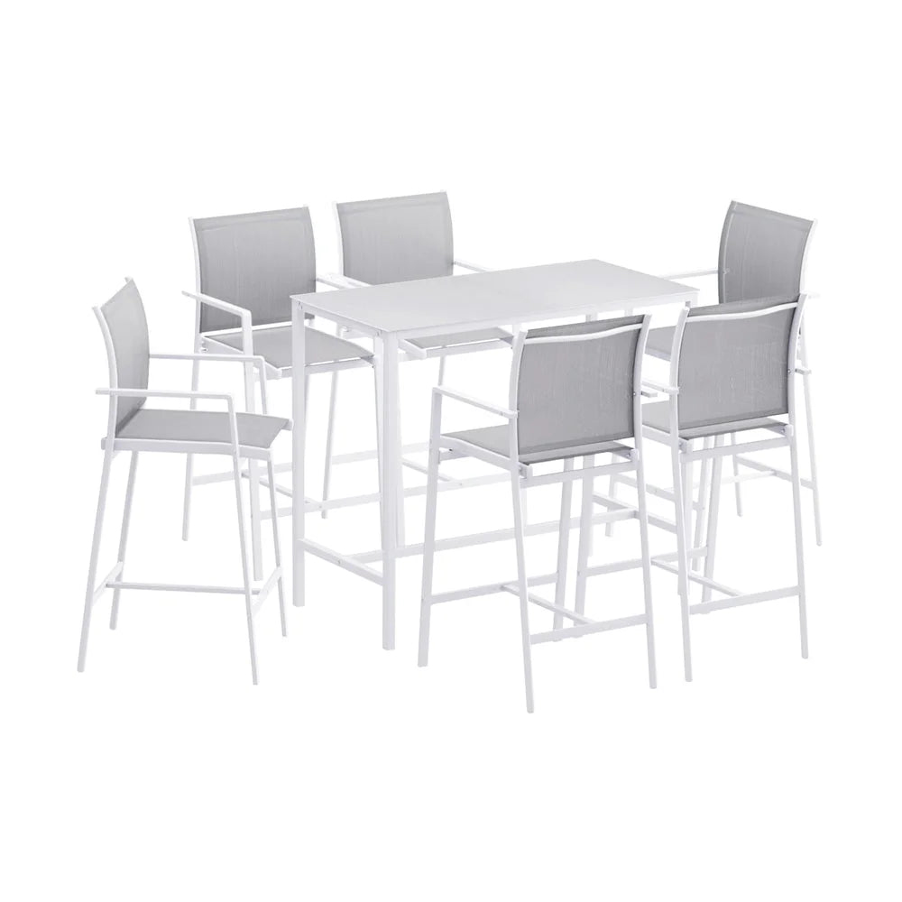 Gardeon 7PCS Outdoor Bar Set Stools Dining Chairs Table